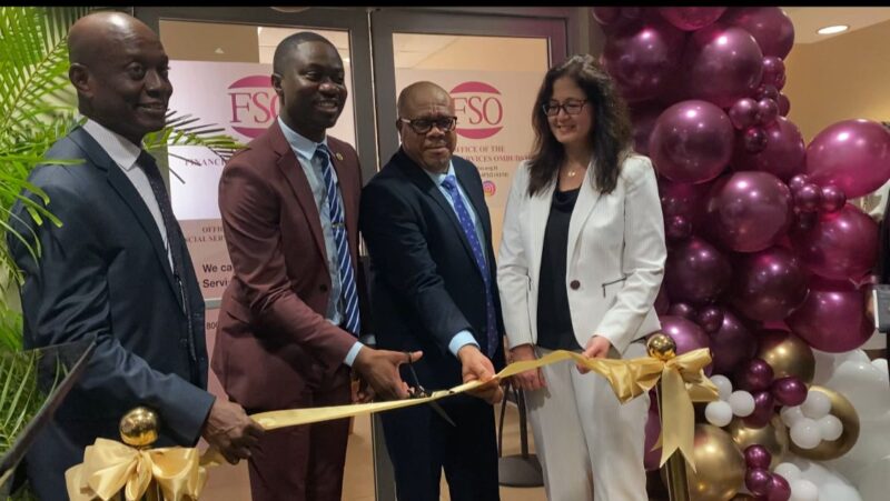 From left: Dr. Alvin Hilaire, Governor; The Honourable Farley Augustine, Chief Secretary and Secretary for Trade and the Economy of the Tobago House of Assembly; Mr. Dominic Stoddard, Financial Services Ombudsman; Ms. Gayle Pazos, President of the Bankers Association of Trinidad and Tobago